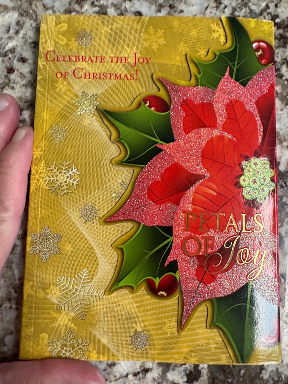 Petals of Joy Christmas Card Set - Gold and Red Poinsettia Design